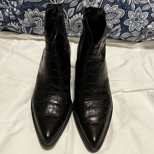 Paul Green, Black Croc-Embossed Ankle Boots